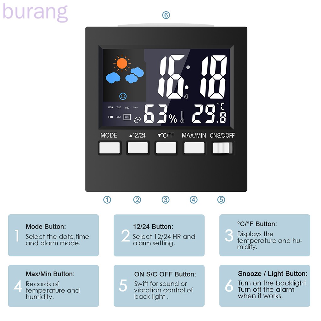 Đồng Hồ Báo Thức Điện Tử Để Bàn Màn Hình Lcd