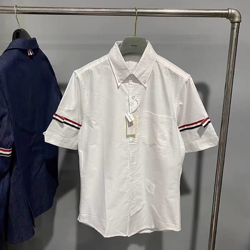 Áo sơ mi thom brown  tay ngắn viền 2 tay bản cao cấp