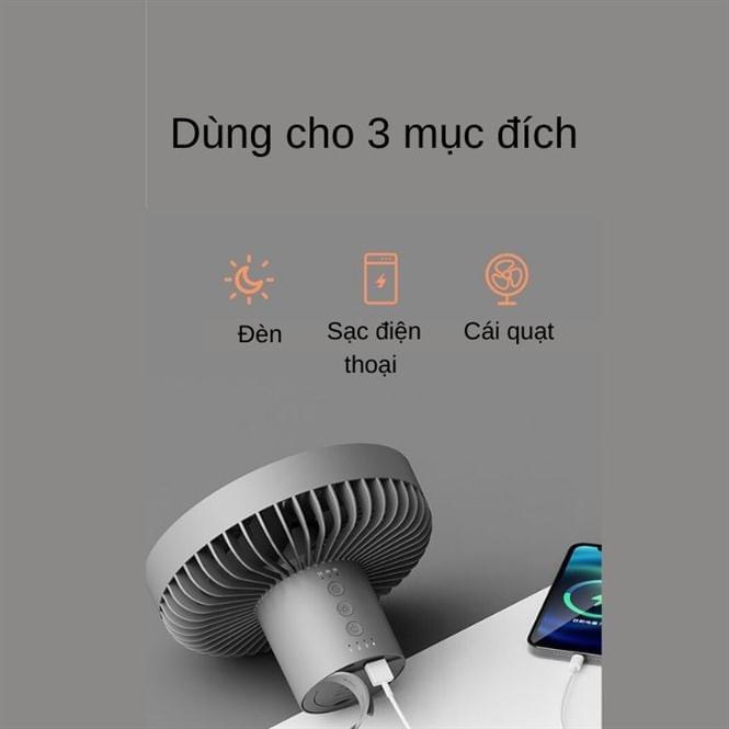Quạt tích điện đa năng 3 in 1 có đèn led và sạc dự phòng pin 10000mAh