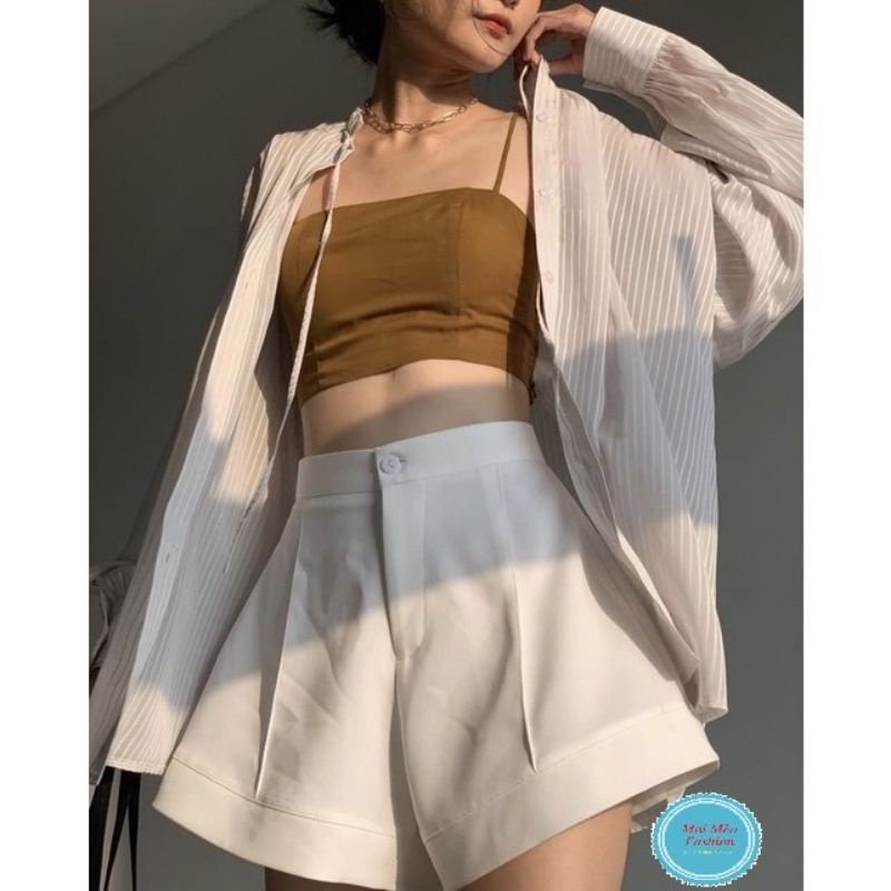 Quần short nữ ống loe, quần đùi nữ ống rộng thời trang Hàn Quốc chất tuyết mưa mềm mịn maimeo229