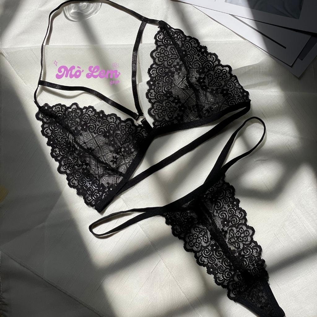 Set nội y đồ lót sexy gồm bra yếm ren và quần lót dây | Molembodycare | BigBuy360 - bigbuy360.vn