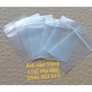100 cái Túi zip nhỏ viền trắng 4x6 loại dày đẹp