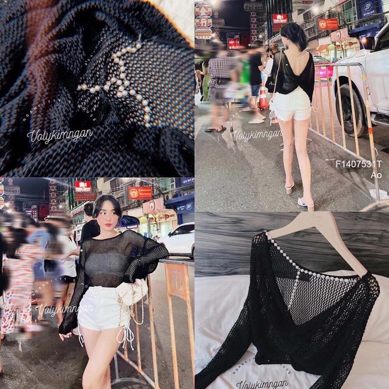 Áo Len dài tay xoắn lưng kèm dây ngọc TT0807