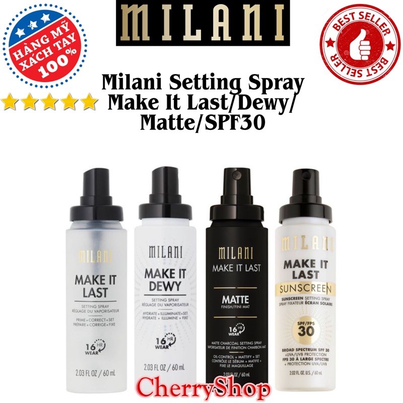 [Hàng Ý]Xịt khóa nền giữ lớp trang điểm Milani Make It Last/Make It Dewy/Make It Last Matte (60ml) | BigBuy360 - bigbuy360.vn
