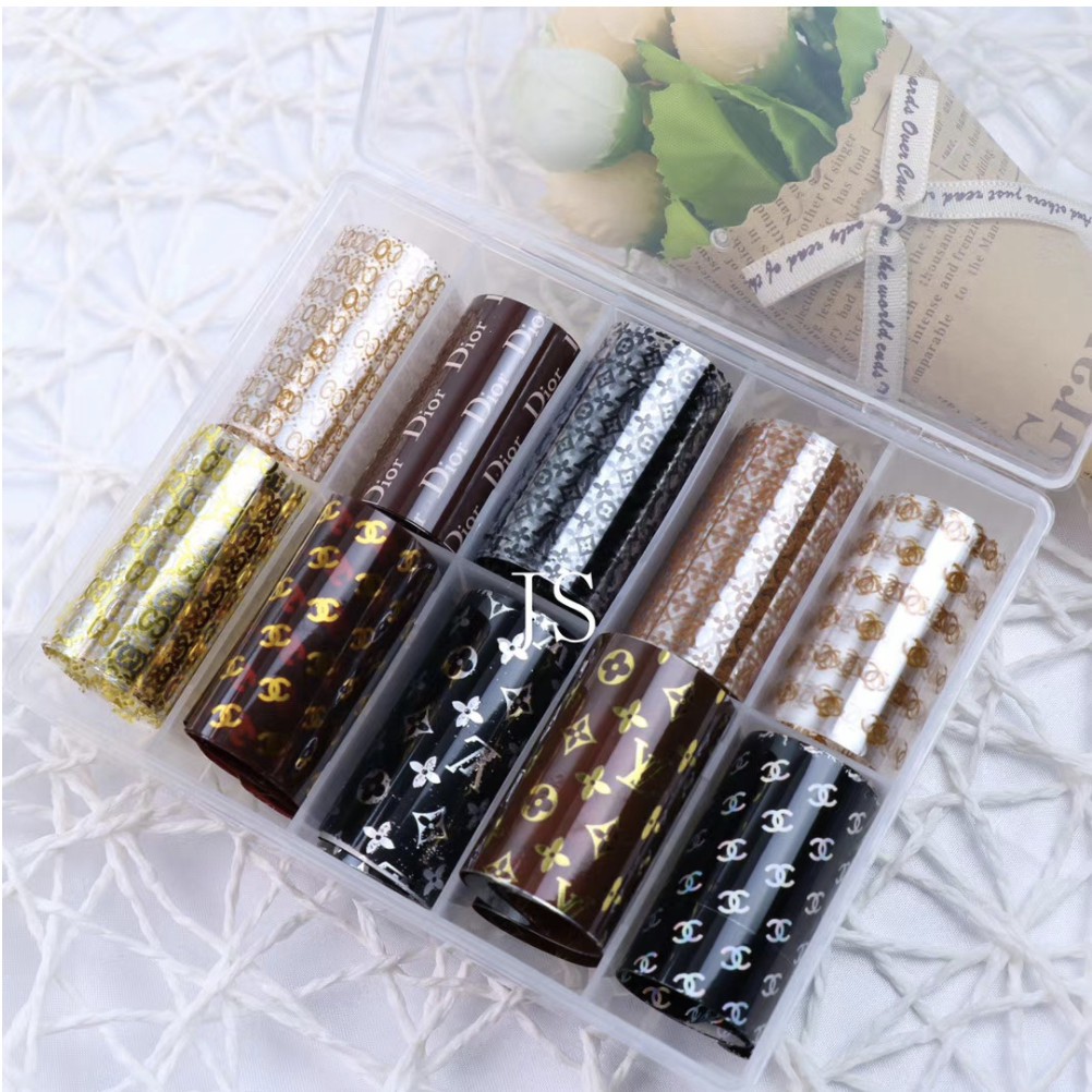 Foil Logo Thương Hiệu Trang Trí Móng Hộp 10 Ô HOT