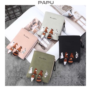 Ví Cầm Tay PaPu VN07 Thêu Hình Thú Dễ Thương Nhiều Ngăn Da Dẹp