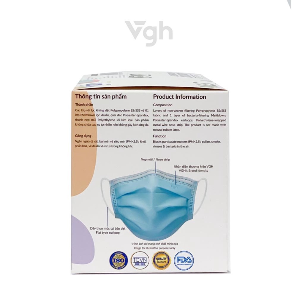 Khẩu trang y tế VG Eco Mask màu đen cá tính kháng khuẩn và bụi siêu mịn 95%  - Chính hãng VG Healthcare -  Hộp 50 chiếc