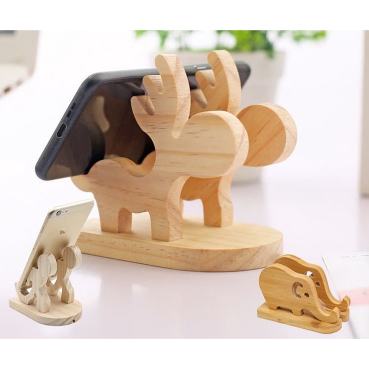 Giá Đỡ Điện Thoại, Máy Tính Bảng Bằng Gỗ Tiện Lợi Đa Năng Hình Thú