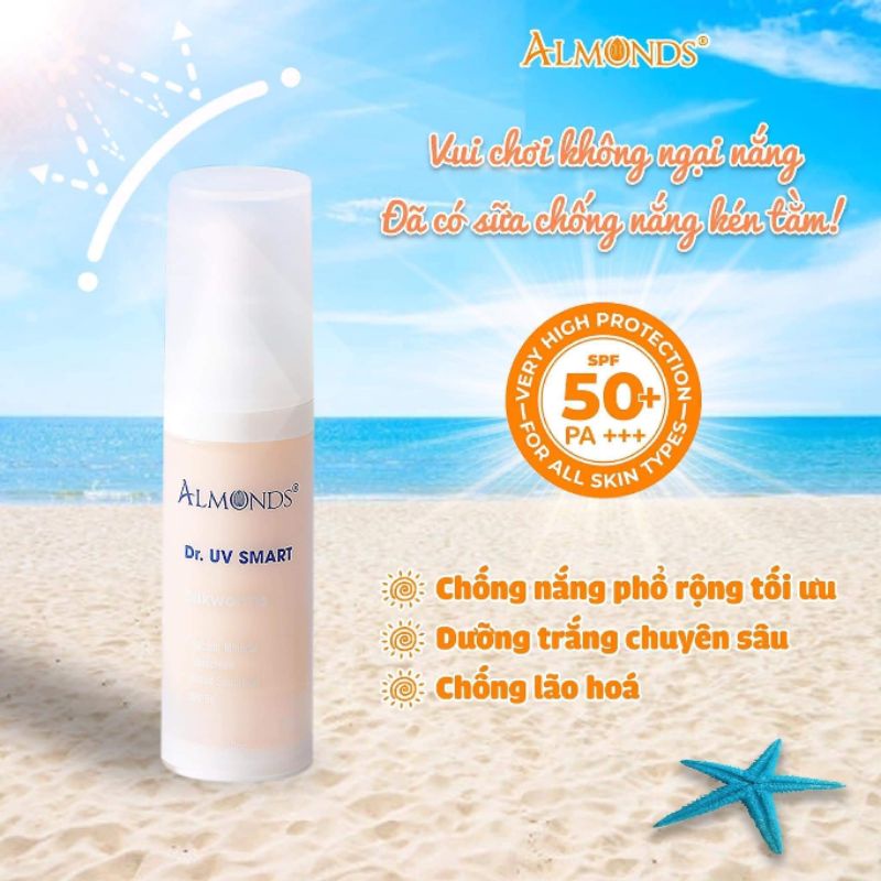 SỮA CHỐNG NẮNG KÉN TẰM ALMONDS  SPF50 + PA ++++ Dr.UV Smart Silk