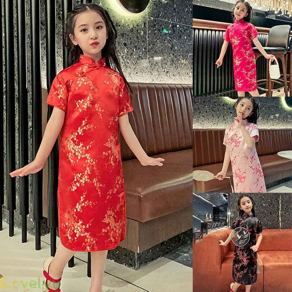 Sườn xám Qipao 100% cotton thời trang Trung Hoa chất lượng cao cho bé gái