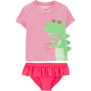 BỘ BƠI BÉ GÁI CÓ TAY CARTER Khung Long kẻ size 3T