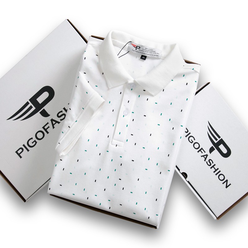 Áo thun nam cổ bẻ ngắn tay họa tiết khối vuông AHT30 PigoFashion nhiều màu chọn lựa | BigBuy360 - bigbuy360.vn