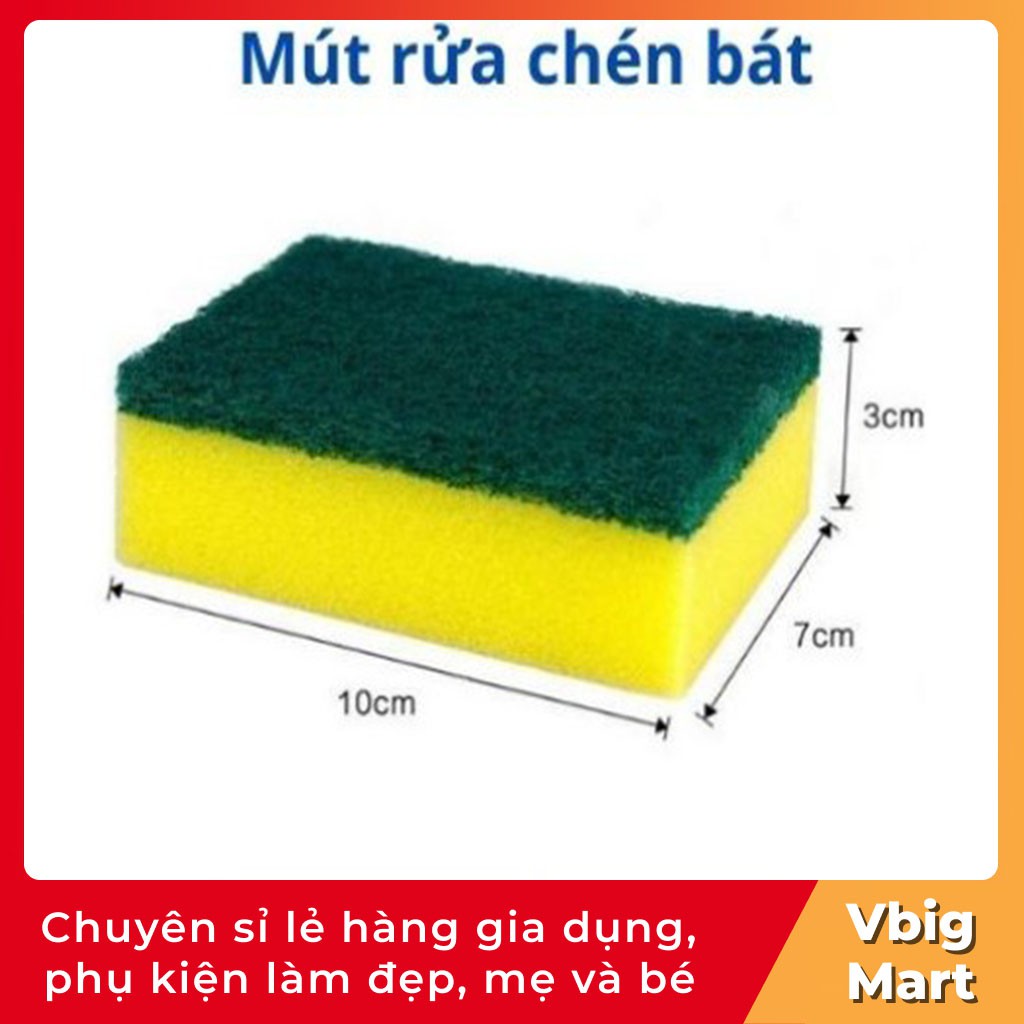 Set 2 miếng mút rửa chén, sạch bong kin kít (nhiều màu)