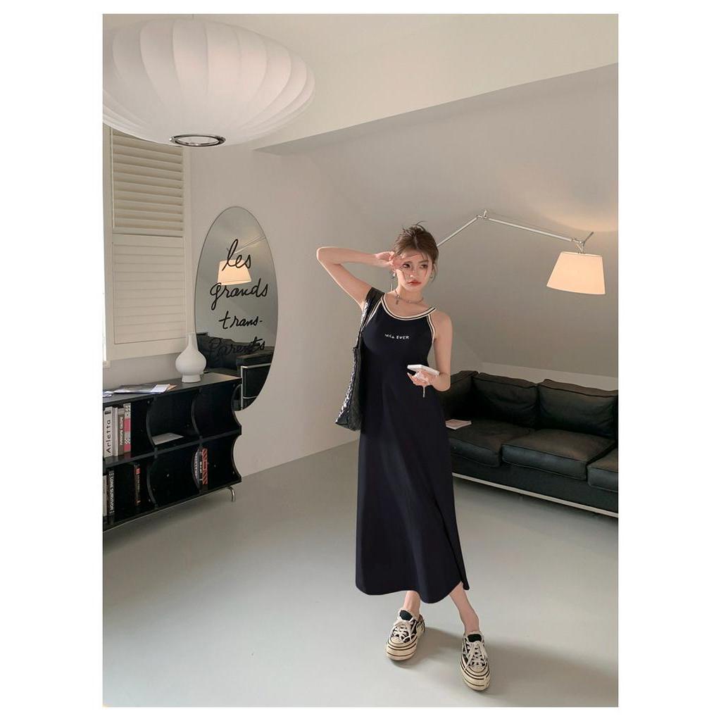 Đầm Hai Dây In Chữ Đơn Giản Thời Trang Mùa Hè 62834