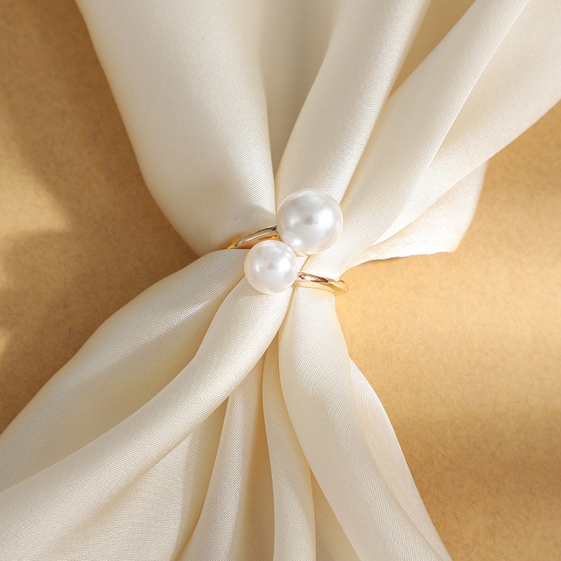 Nút cài khăn choàng bằng hợp kim đính ngọc trai nhân tạo đơn giản