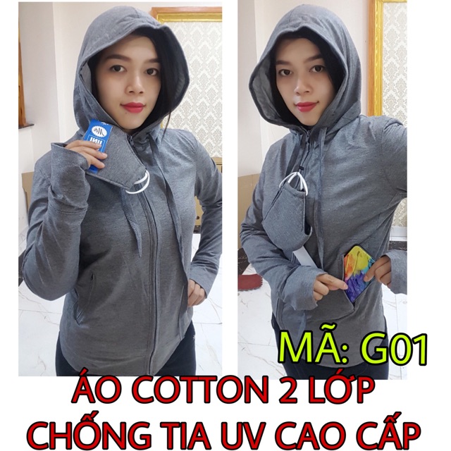 ÁO COTTON 2 LỚP CHỐNG TIA UV CAO CẤP LOẠI 1+ TẶNG KÈM KHẨU TRANG