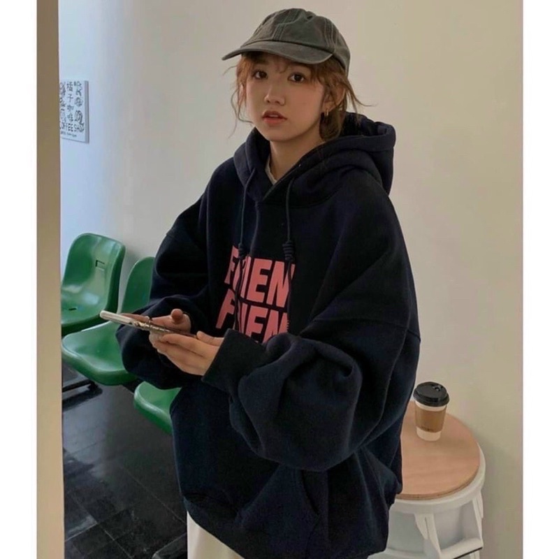 Áo Khoác Hoodie Chống Nắng Nỉ Ngoại Chữ in FRIEN phong cách Basic Mùa Hè - Đông