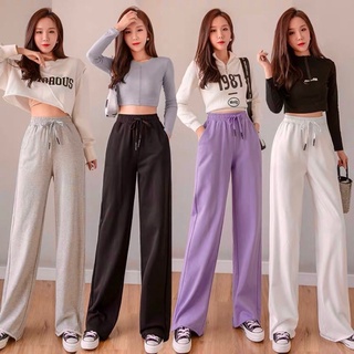 ☈ Quần nỉ ống rộng line rách dáng suông dài chạm gót