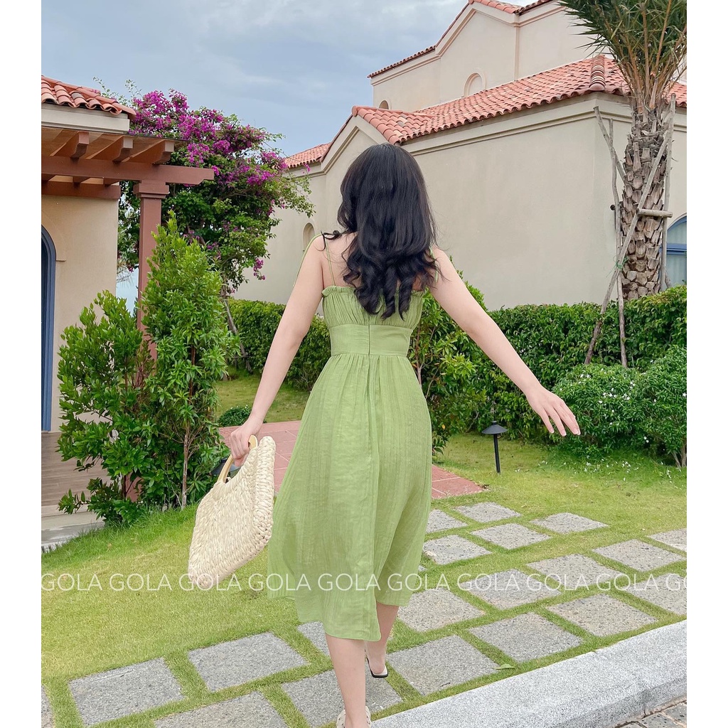 Đầm CARENA - Đầm 2 dây dài nhún ngực | BigBuy360 - bigbuy360.vn