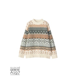 Bigsize Áo len thổ cẩm hình thoi A197