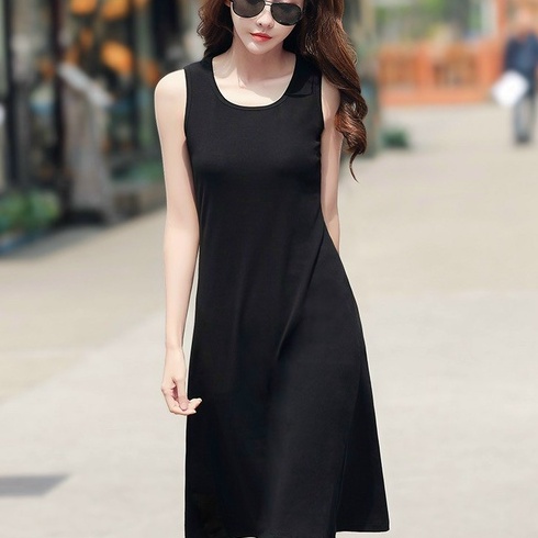 Đầm váy body nữ dạo phố 3 lỗ 2 màu đỏ đen đơn giản thể thao