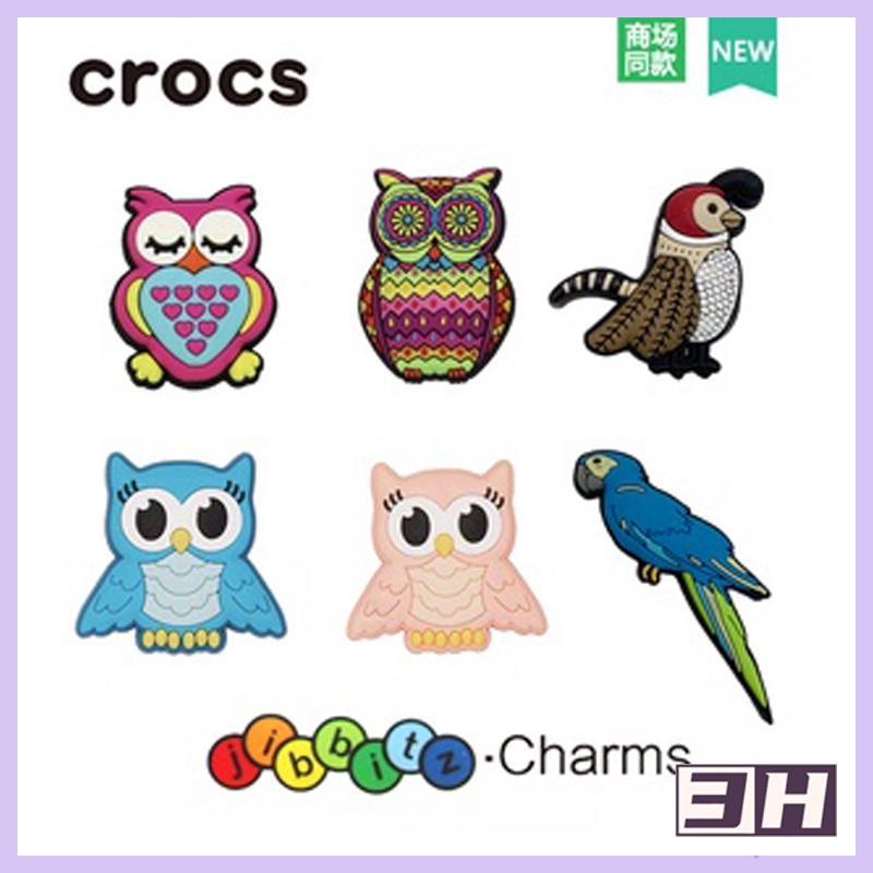 Bộ Phụ Kiện Hình Chim Cú jibbitz/Crocs jibbitz/ Chất Lượng Cao / Sườn Xám/