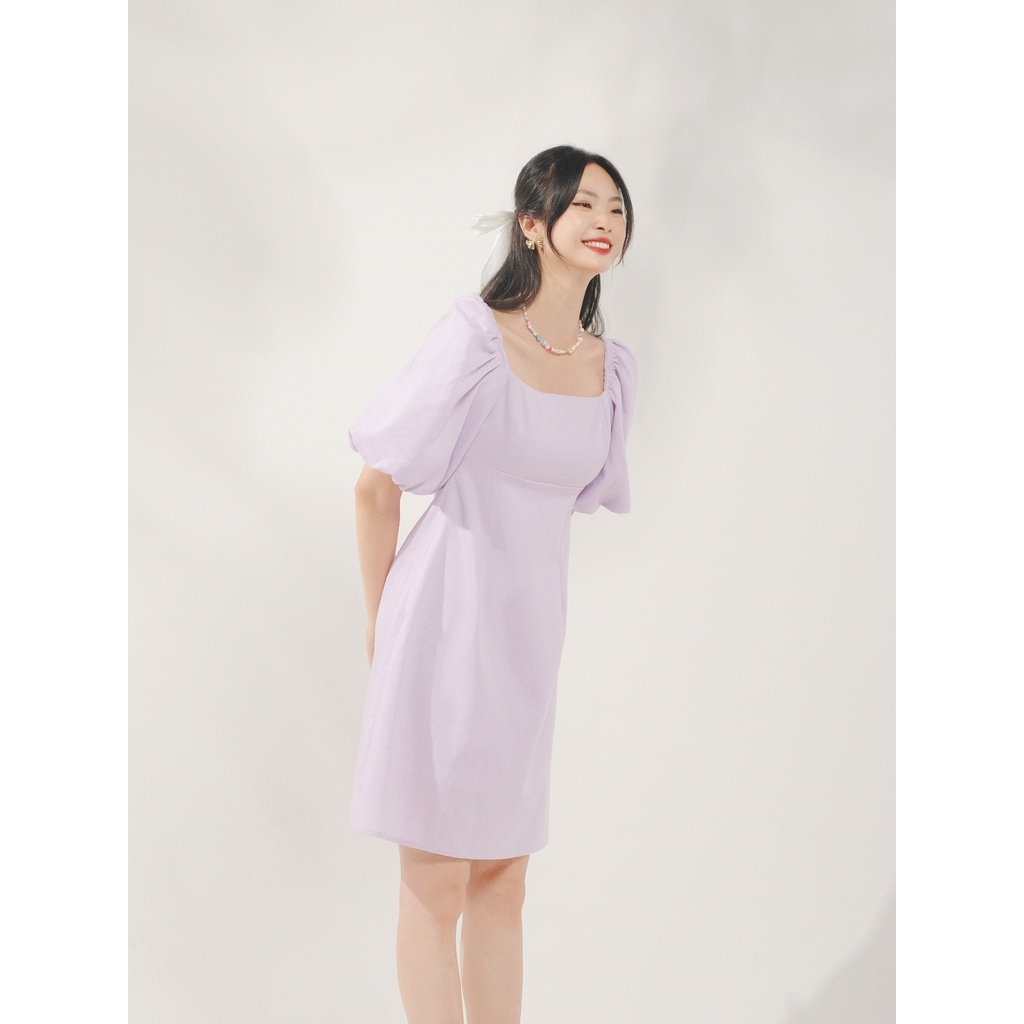 THE19CLUB - Váy linen cổ vuông tay bồng 2 màu sắc - ALLY DRESS