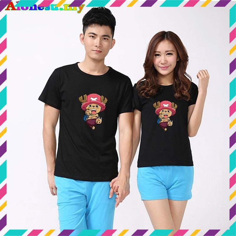 (SALE) Áo Thun Cotton Tay Ngắn In Hình One Piece Thời Trang Mùa Hè Cho Cặp Đôi