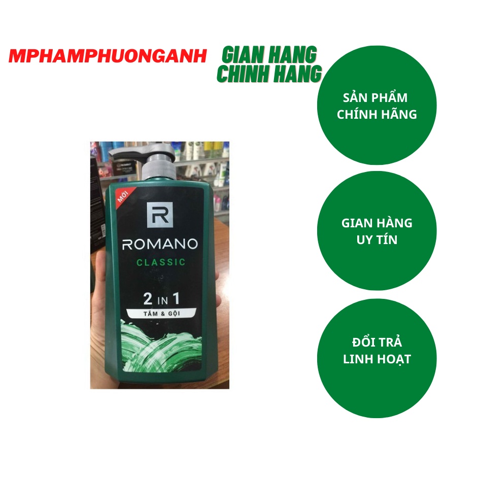 Tắm Gội 2 in 1 Romano Tóc Chắc Khỏe 650G