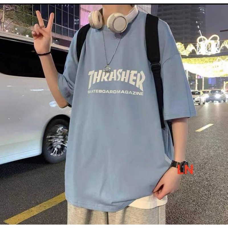 ÁoThu Nam Nữ Nỉ Cotton Dày Dặn Form Rộng Unisex, Áo Thun Nam Nữ In Chữ 5D THRA Không Bong Tróc