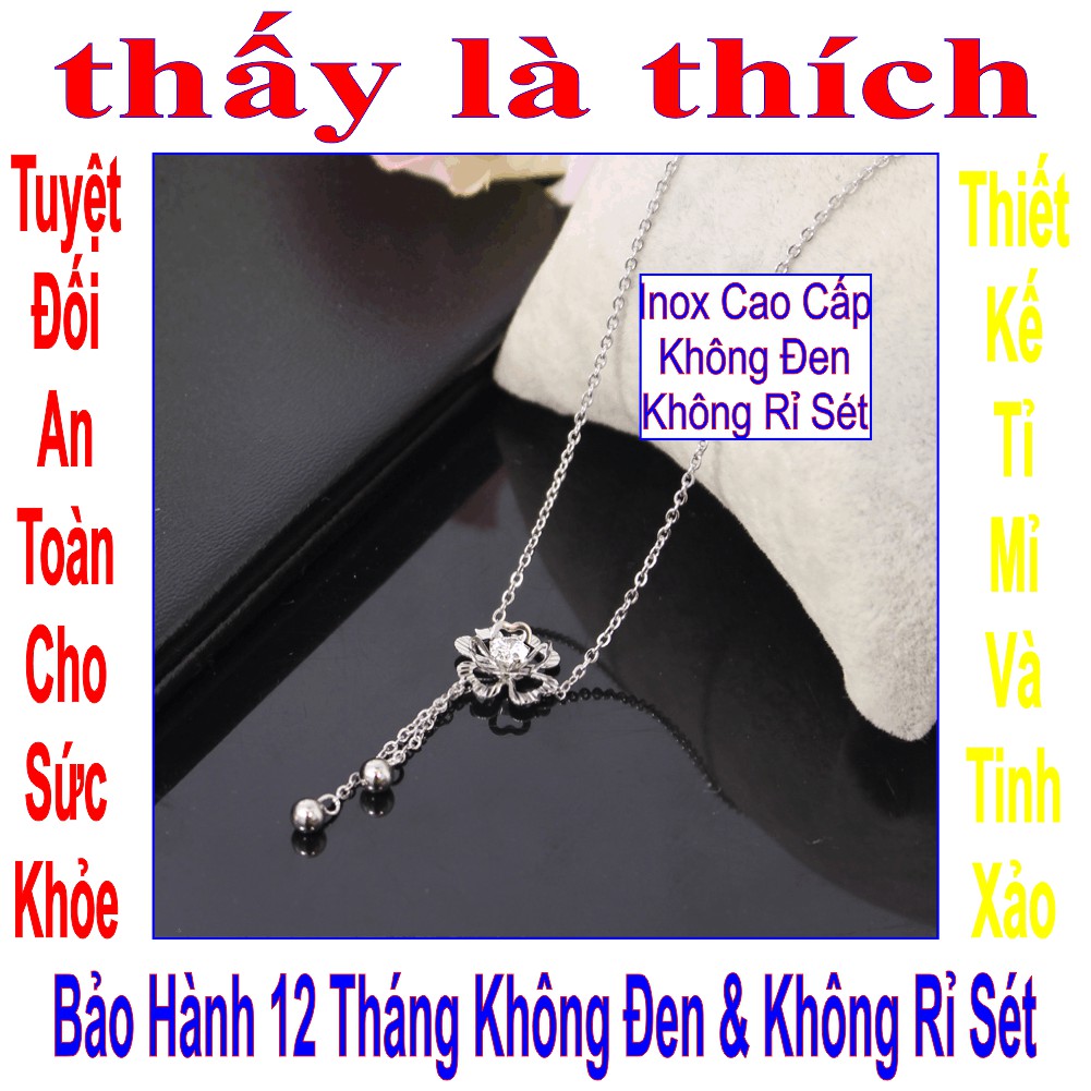 Dây chuyền cỏ 4 lá giá rẻ đính đá Zircon rớt bi - Cam kết 1 đổi 1 nếu hoen, gỉ sét