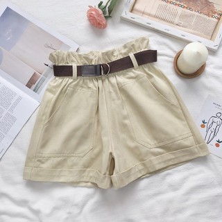 Quần sooc Kaki bo eo kèm thắt lưng vải