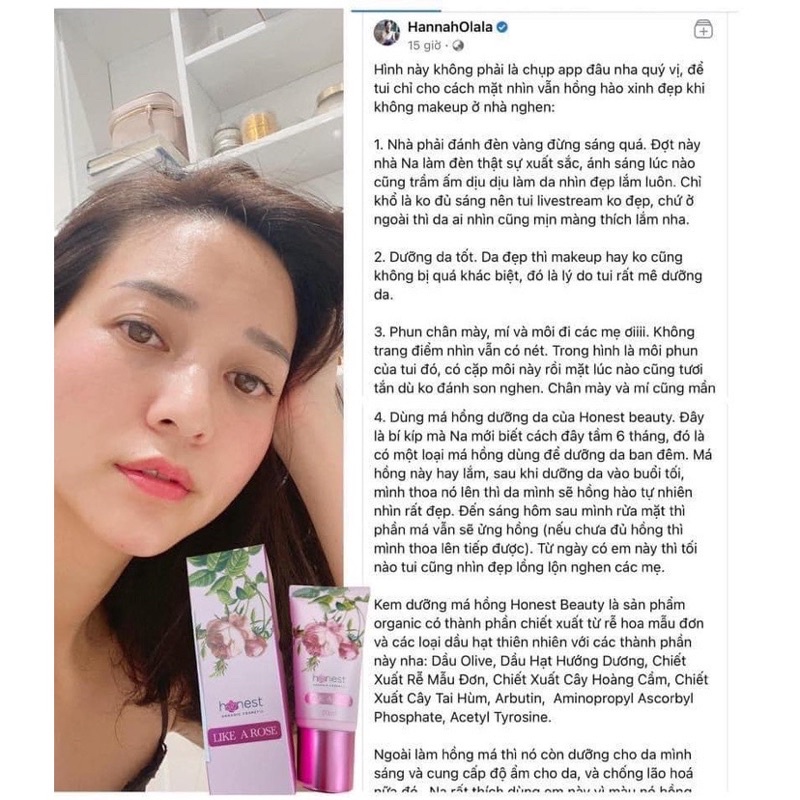 Kem Dưỡng Da Tạo Má Hồng Hữu Cơ Tự Nhiên Không Make Up Honest Beauty