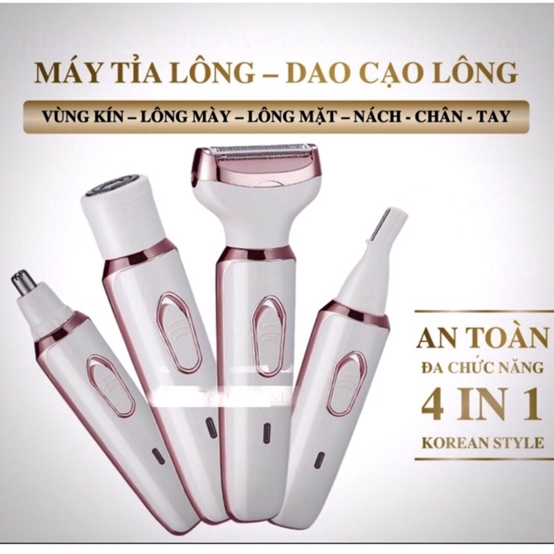 Dao Cạo Lông Mặt ,Tỉa Lông Mày, Cắt Tỉa Lông Mũi Máy Cạo Lông Vùng Kín Toàn Thân Đa Năng 4 In 1 Chống Nước