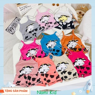 COMBO 3  BỘ Hai Dây Bé Gái Họa Tiết Bò Sữa Chất Cotton 7-18kg 10 Màu Cho Bé từ 1-4 Tuổi
