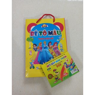 Set 8 quyển tô màu cho bé ( tặng kèm 1 hộp sáp màu thơm)