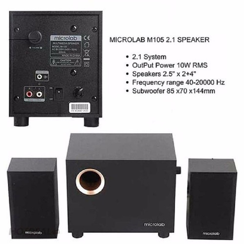 Bộ Loa máy tính Microlab M105 /2.1 - Hàng Chính Hãng