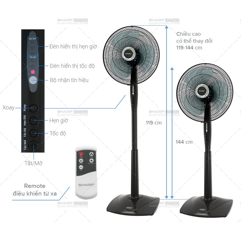 Quạt Đứng Sharp PJ-S40RV-DG Hàng Malaysia
