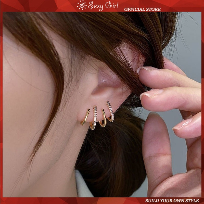 Đôi khuyên tai hình chữ U phong cách Hàn Quốc thiết kế thời trang cho nữ