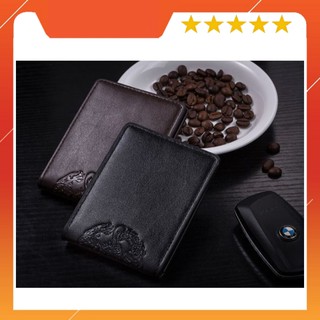 Bóp Mini Đựng GPLX, Cà Vẹt, Card Visit, Thẻ ATM, CMTND, ... Chất Da Pu Với 2 Màu Đen Và Cà Phê Sữa Họa Tiết Hình Rồng