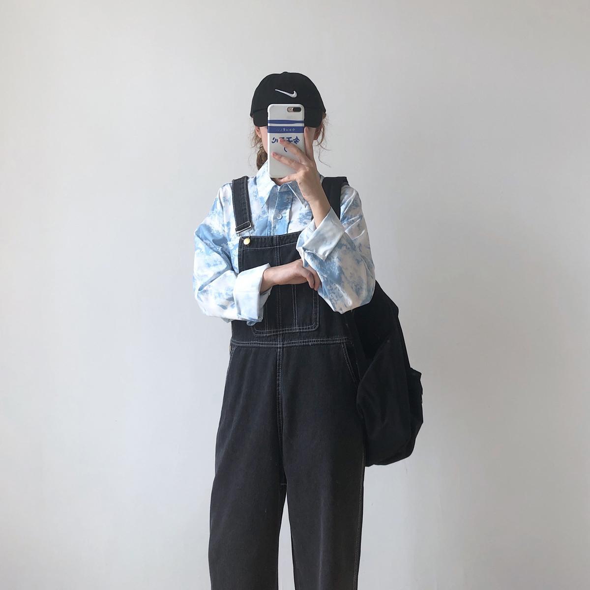 Autumn bib female Korean version loose 2020 new high waist wide leg trousers summer student bf small | BigBuy360 - bigbuy360.vn