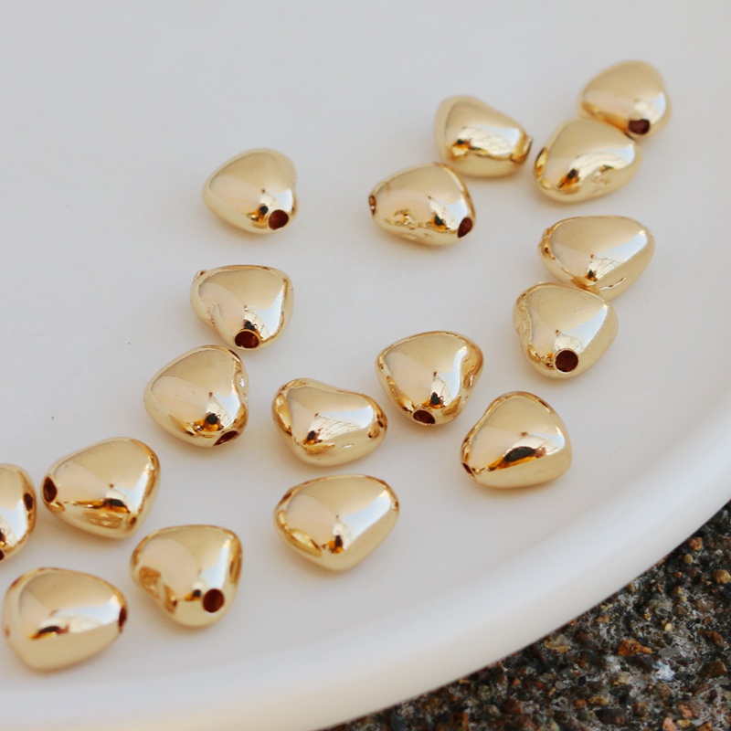 Hạt Xâu Làm Trang Sức Hình Trái Tim 14K Lỗ Ngang 10mm Bằng Đồng Bóng diy