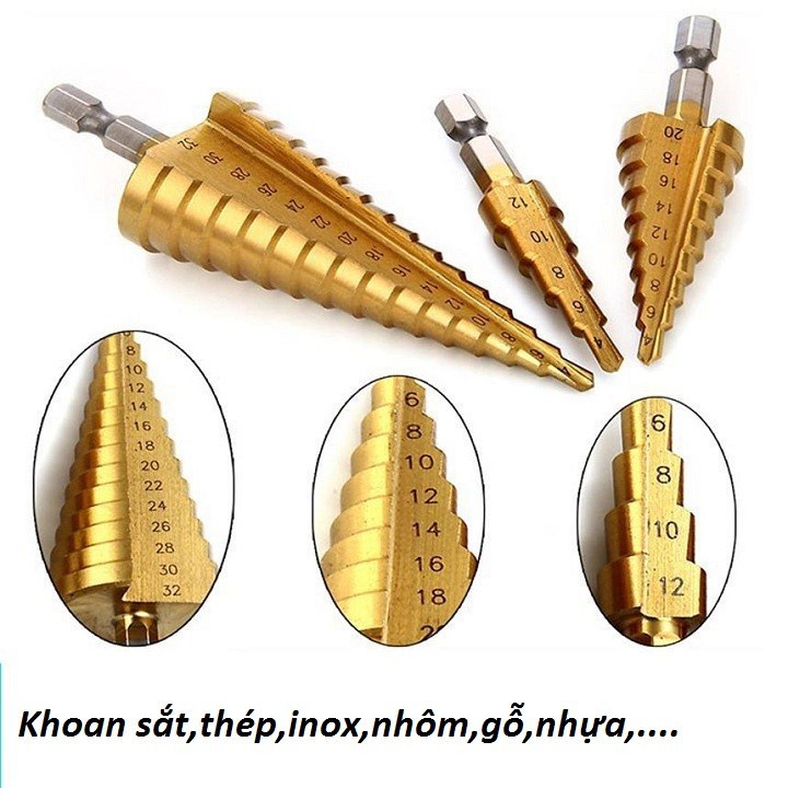 Mũi khoan tháp chuôi lục giác tuỳ chọn kích thước 4-12,4-20,4-32