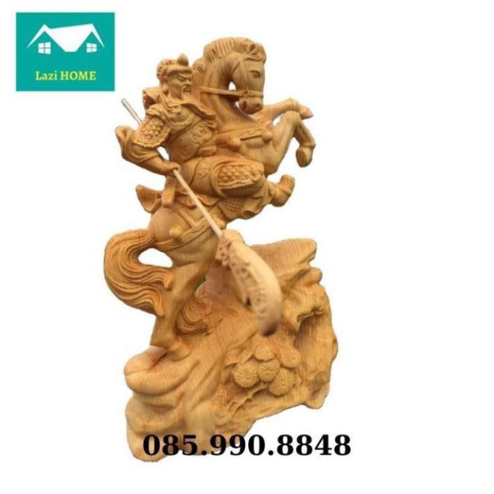 Tượng trang trí gỗ Hoàng Dương cao cấp, tượng phật phong thủy -M17 Quan Công cưỡi ngựa . . .. . .