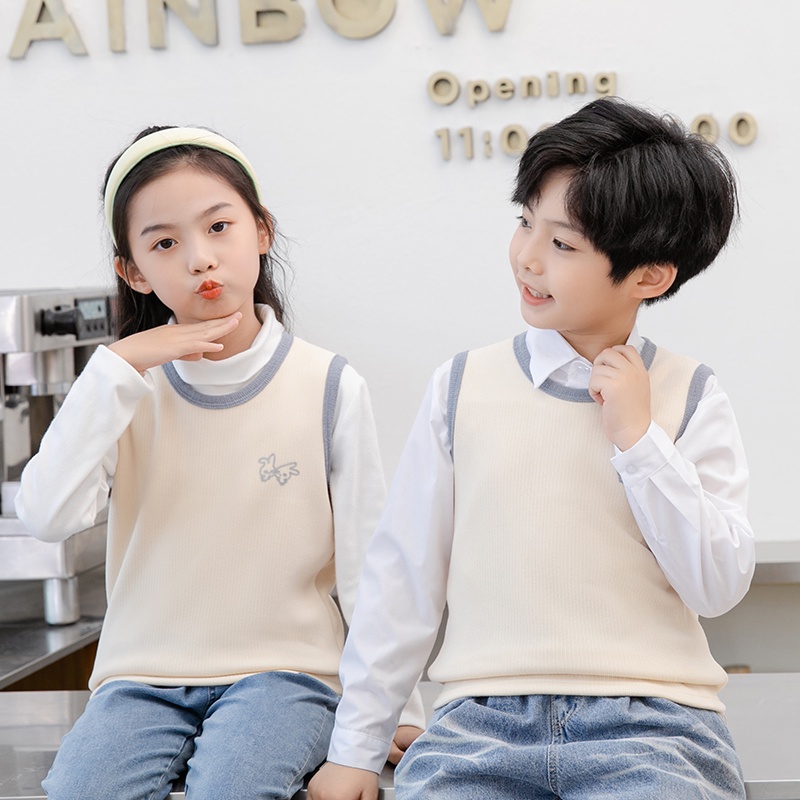 Áo Khoác Lông Cừu Không Tay Thời Trang Mùa Đông Dành Cho Bé Trai Gái 3-15 Tuổi