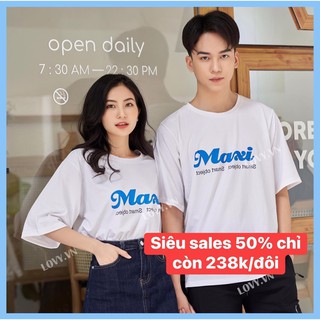 Áo đôi nam nữ thiết kế phông tay lỡ unisex chất mịn đẹp LOVY Oversize
