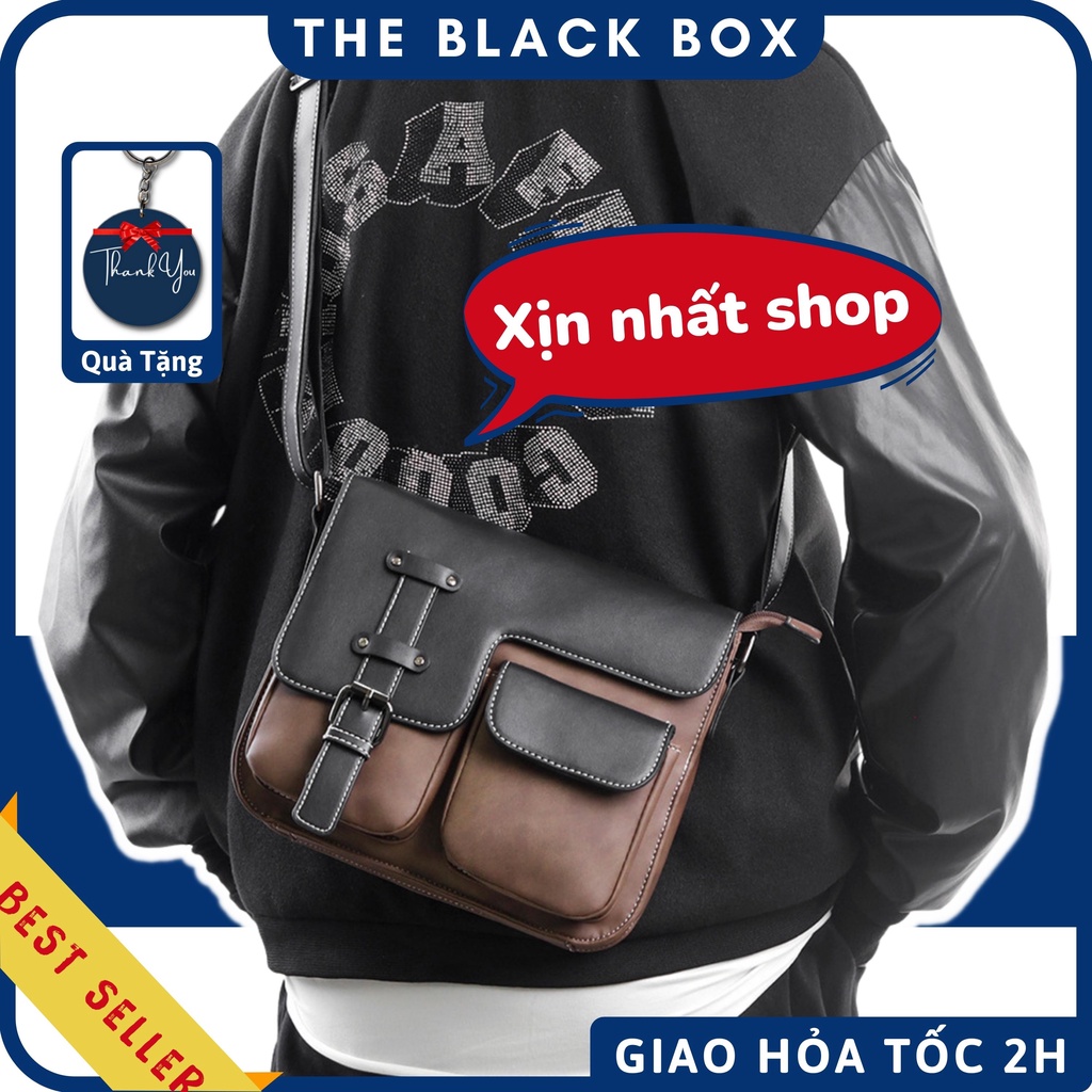 Túi Đeo Chéo Nam Da Cao Cấp Size Lớn Nhiều Ngăn Đeo Đi Học, Đi Làm, Túi Xách Công Sở Thời Trang T5 - The Black Box