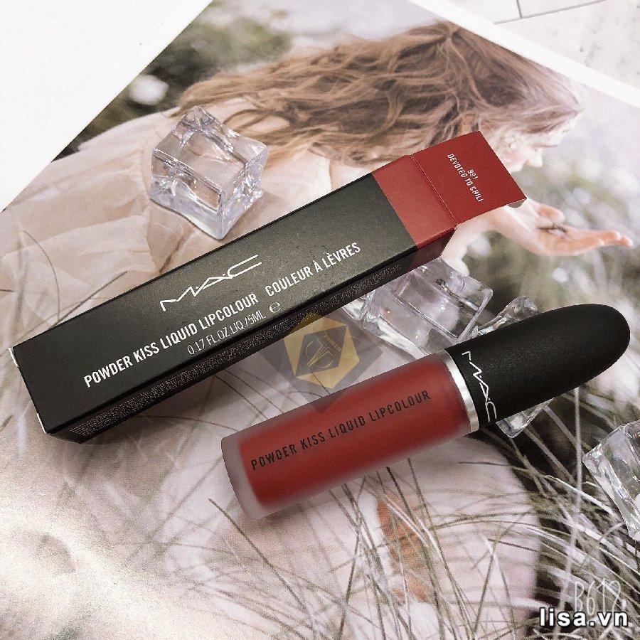 Son MAC kem 991 Devoted To Chili Màu Đỏ Đất, son MAC chính hãng Powder Kiss Liquid Lipcolour date mới