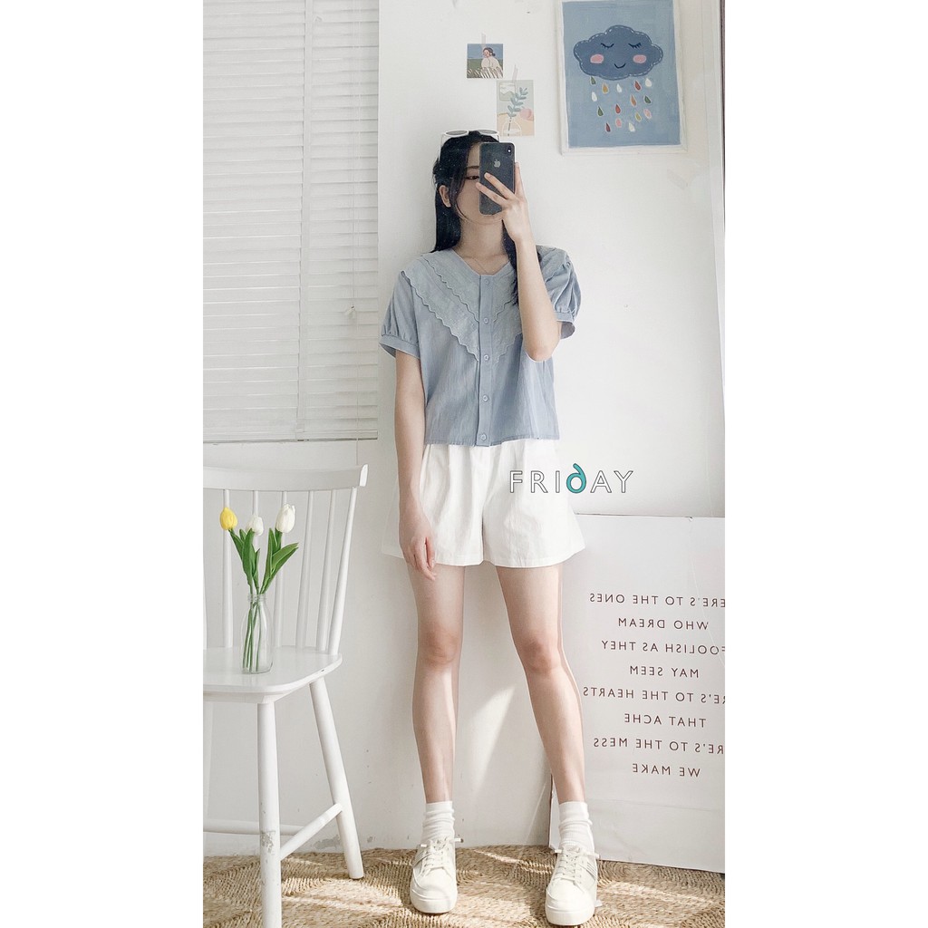 Quần sooc nữ freesize quần short đùi khuy lệch chất thô mêm Friday | BigBuy360 - bigbuy360.vn