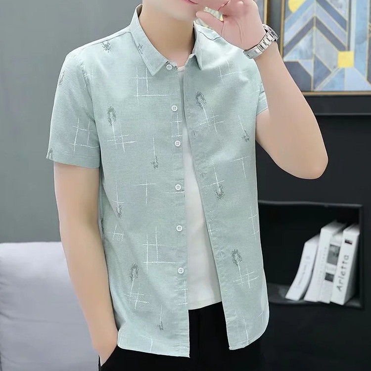 Sơ Mi Nam Tay Ngắn Họa Tiết Kẻ Lưới Thời Trang Mới